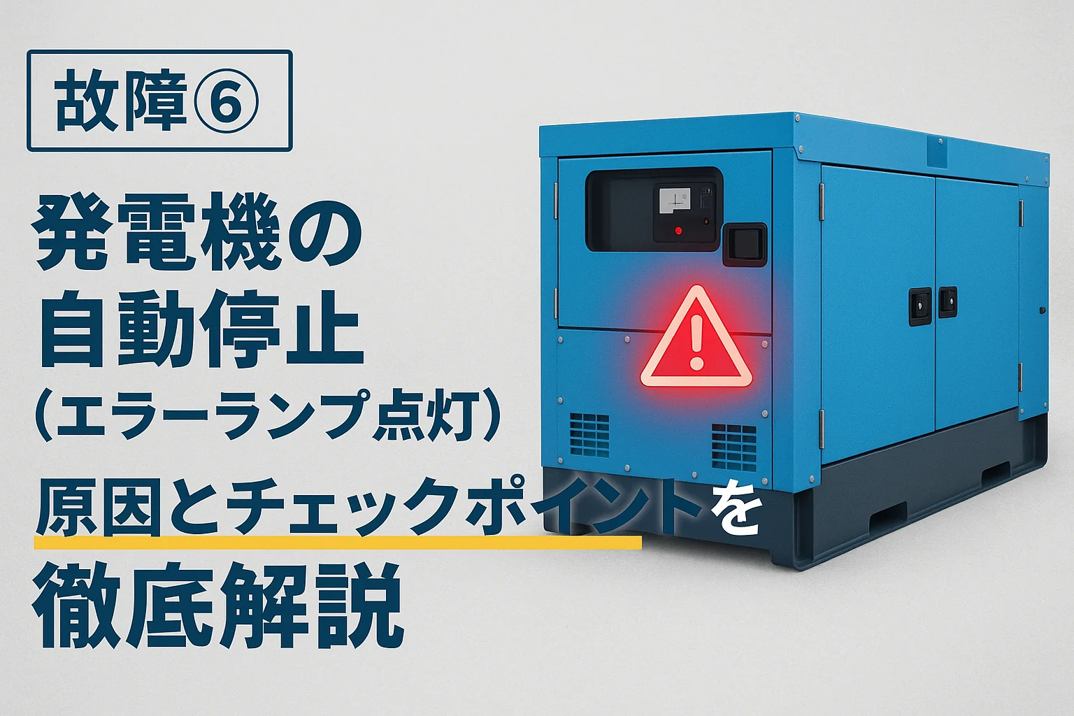 故障⑥【発電機の自動停止(エラーランプ点灯)対策】原因とチェックポイントを徹底解説