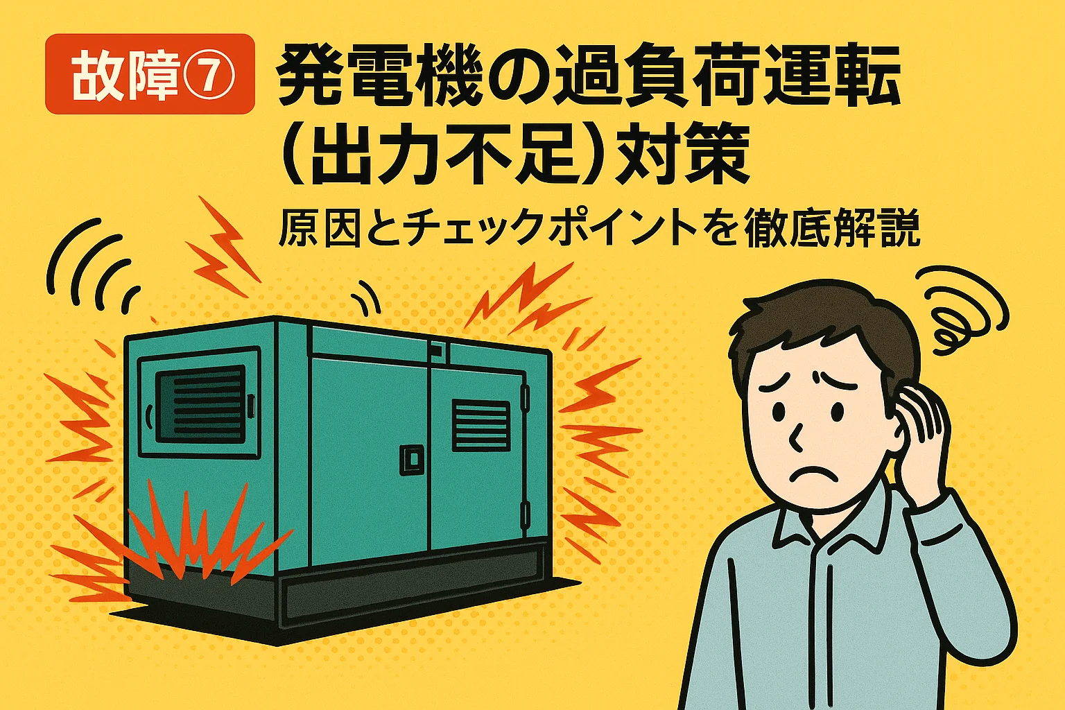 故障⑦【発電機の過負荷運転(出力不足)対策】原因とチェックポイントを徹底解説