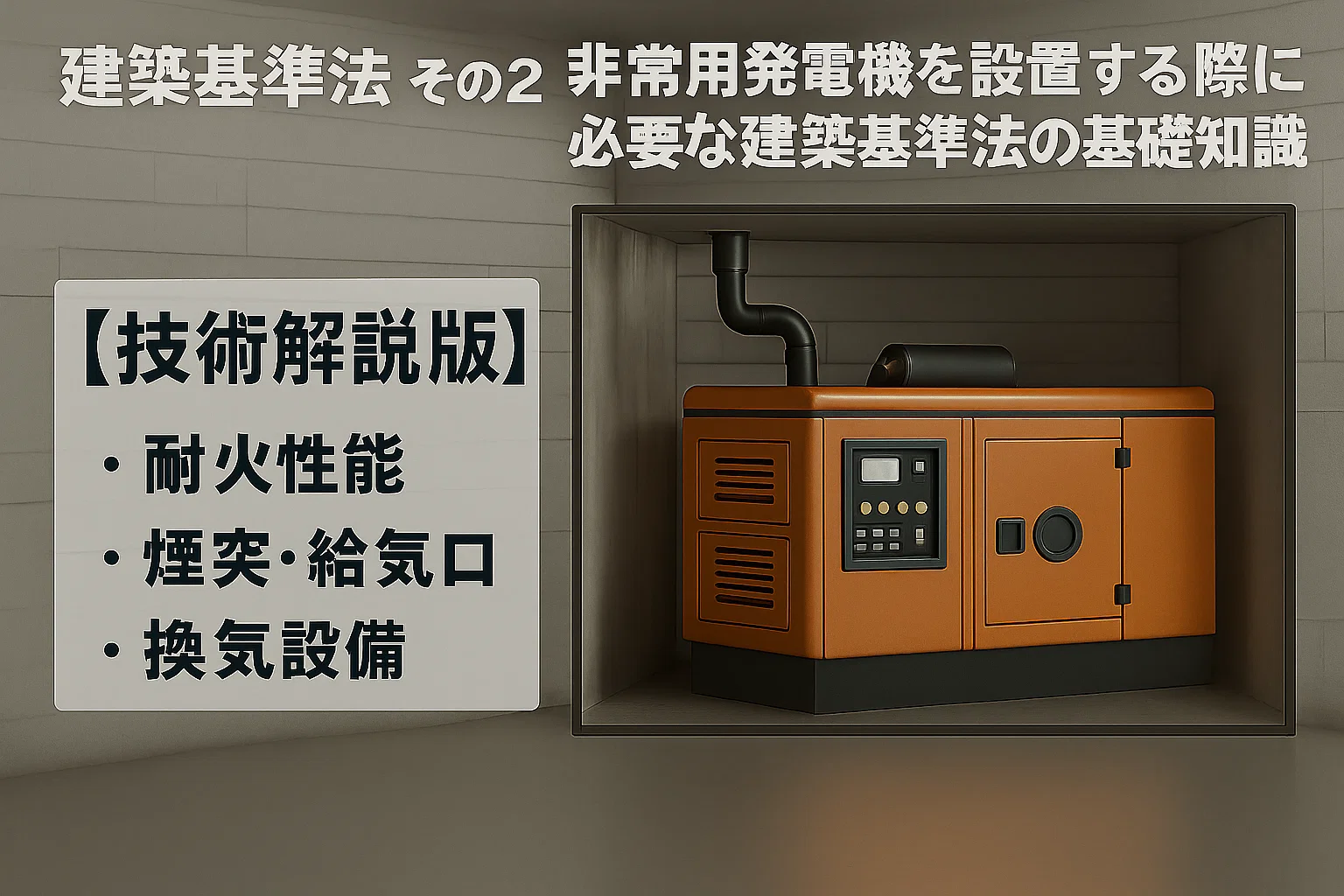建築基準法 その2 非常用発電機を設置する際に必要な建築基準法の基礎知識【技術解説版】