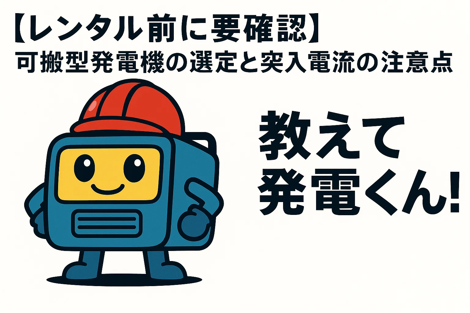 【レンタル前に要確認】教えて発電くん!可搬型発電機の選定と突入電流の注意点