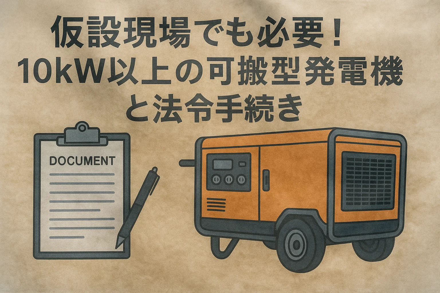 仮設現場でも必要!10kW以上の可搬型発電機と法令手続き【2025年7月】