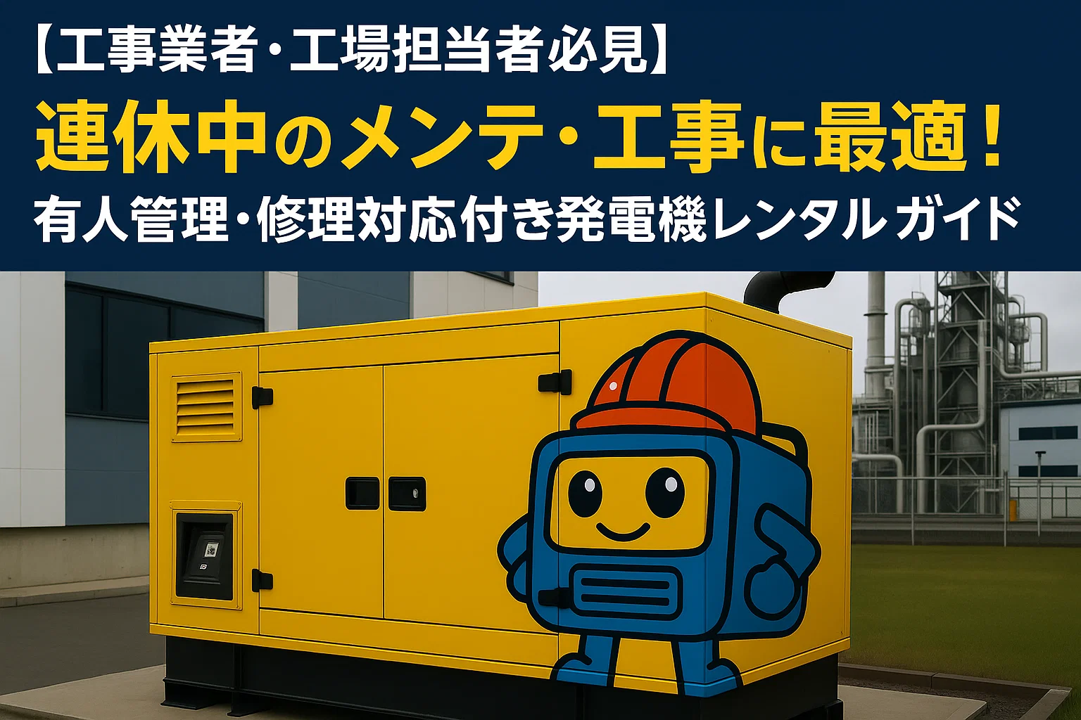 【工事業者・工場担当者必見】連休中のメンテ・工事に最適！有人管理・修理対応付き発電機レンタル活用ガイド