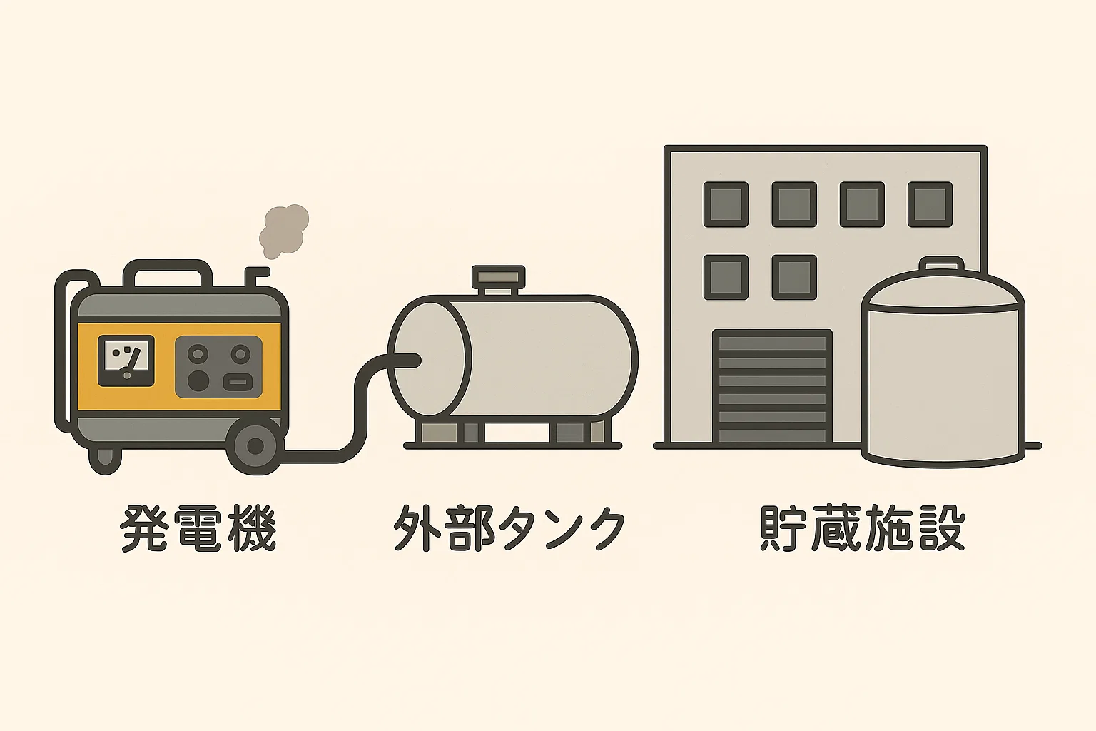 発電機の「外部タンク」と「貯蔵タンク」の違い＋防油堤の要点　教えて発電くん！