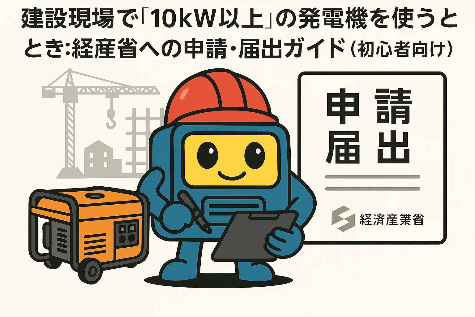 建設現場で「10kw以上」の発電機を使うとき:経産省への申請・届出ガイド(初心者向け)