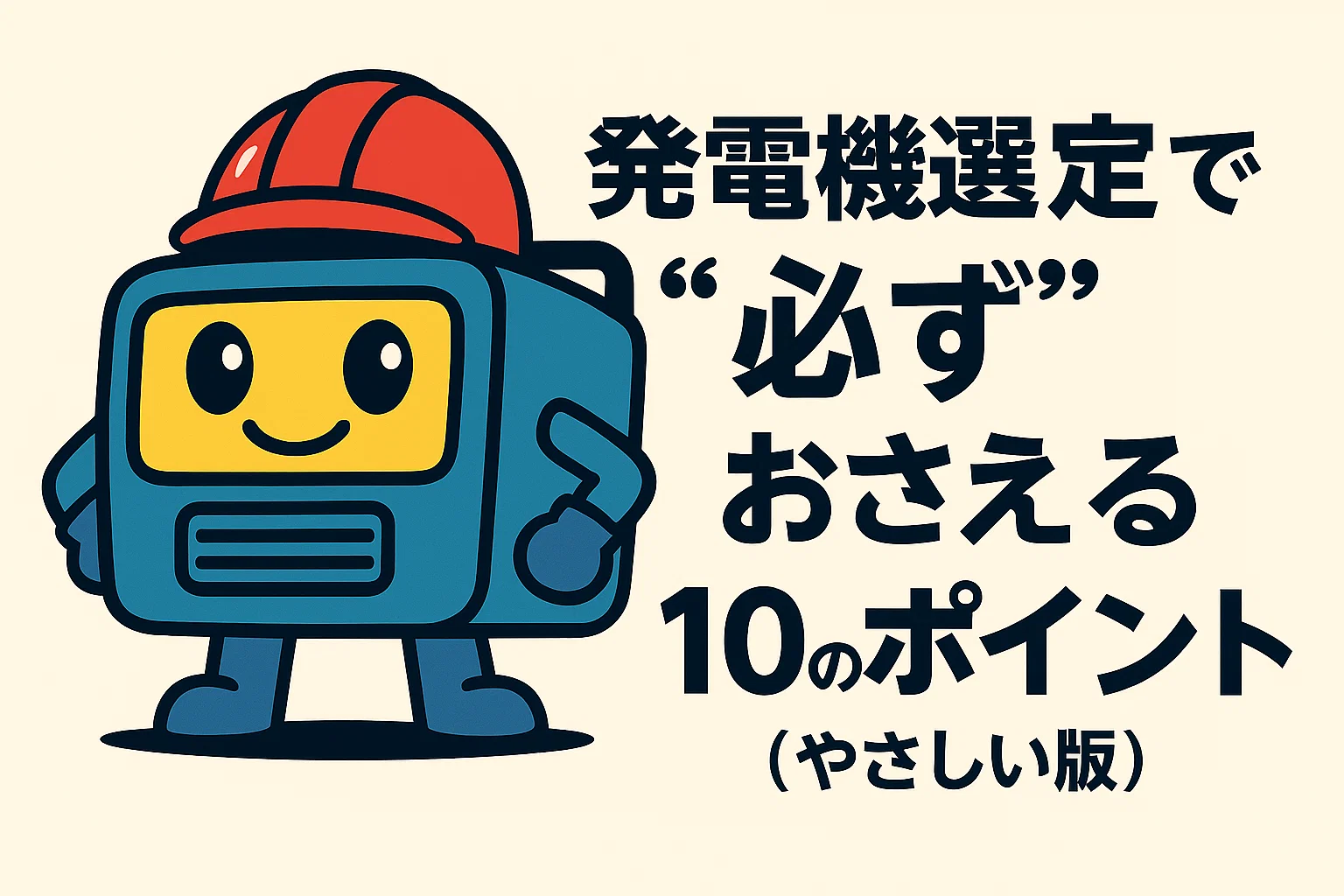 発電機選定で“必ず”おさえる10のポイント（やさしい版）教えて発電くん！