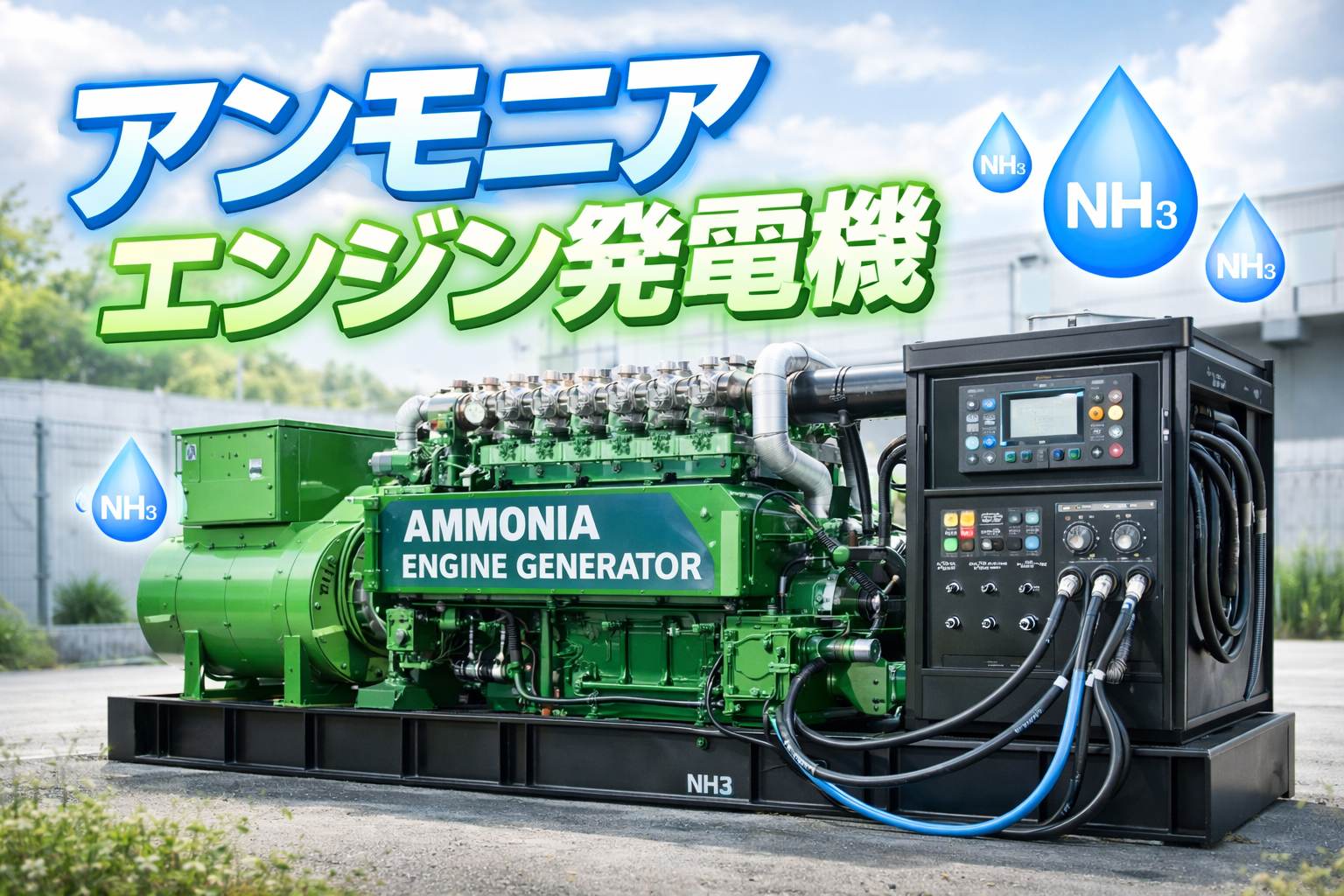 アンモニアを燃料にして動く発電機とは？ 方式・強み弱み・課題・法令ポイントを発電くんが整理