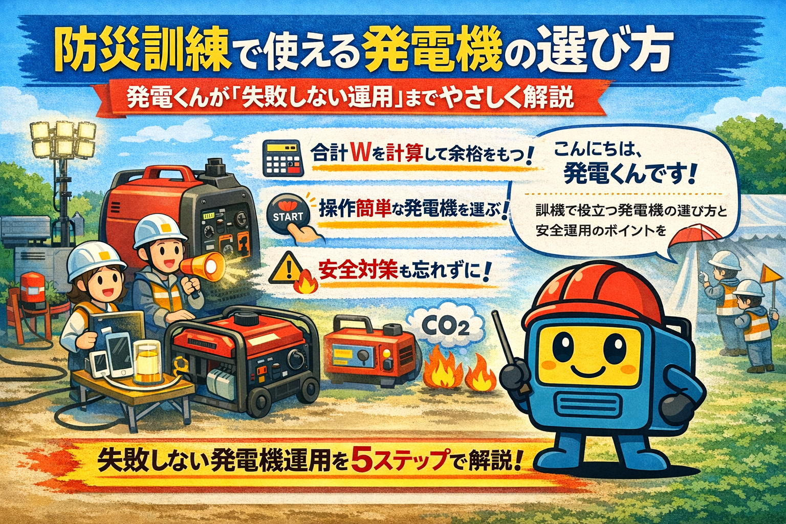 防災訓練で使える発電機の選び方｜発電くんが「失敗しない運用」までやさしく解説